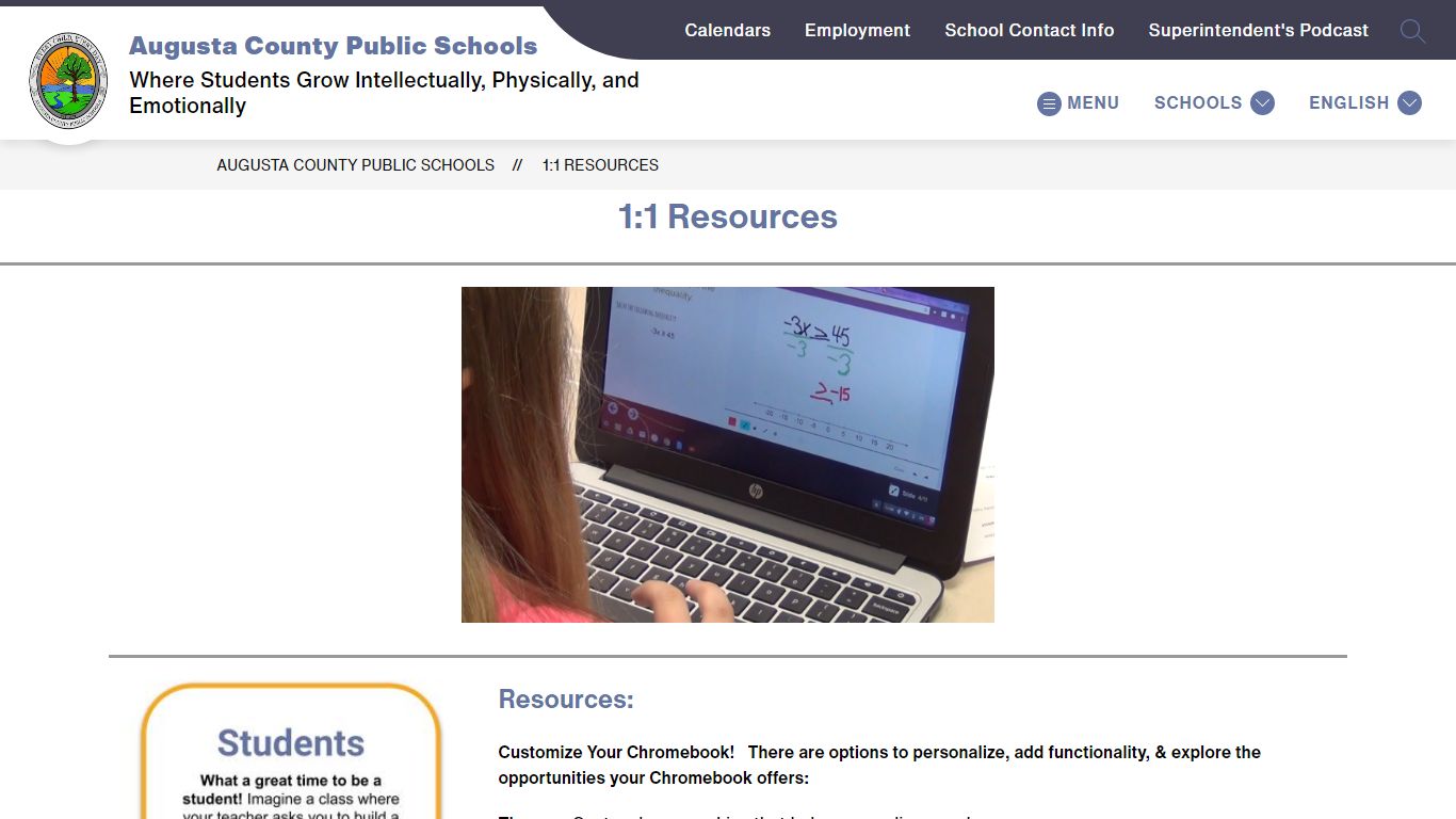 1:1 Resources | Augusta County Public Schools